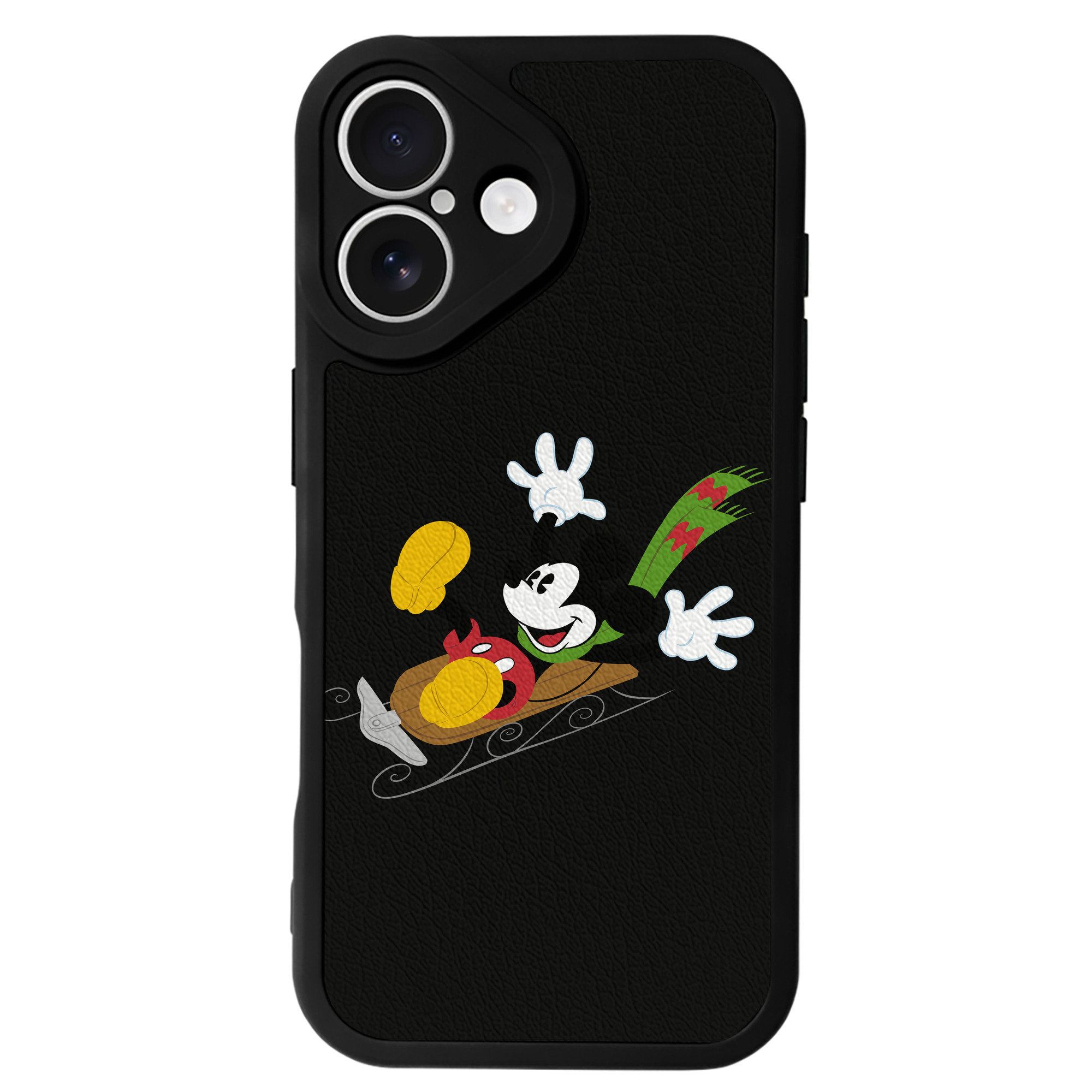 （画像用） ミッキーマウス Mickey Mouse 【iPhone 16シリーズ対応】シリコンスマホケース（レザー調） 材質：シリコン